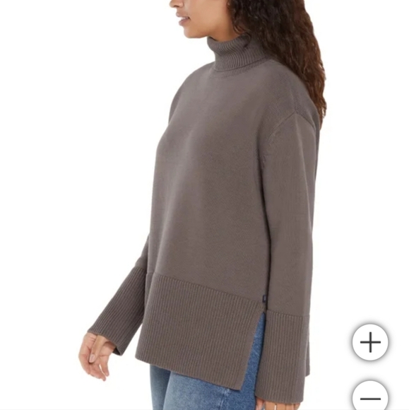 ❤️Gap Turtleneck Sweater Women's Small Brown Split Hem Chunky Knit Ribbed NWT - Picture 1 of 12